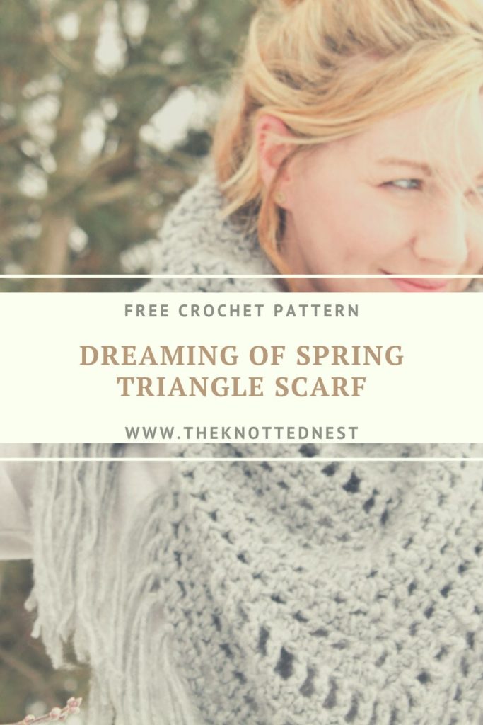 Free crochet pattern for a Triangle Scarf or wrap with fringe using Red Heart Dreamy Yarn.