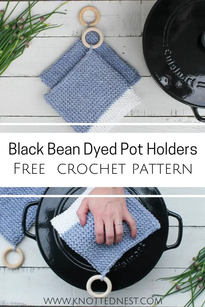 An easy double thick crochet pot holder pattern.