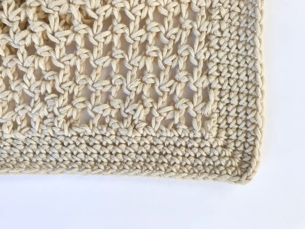 Single crochet around the rectangle five times.