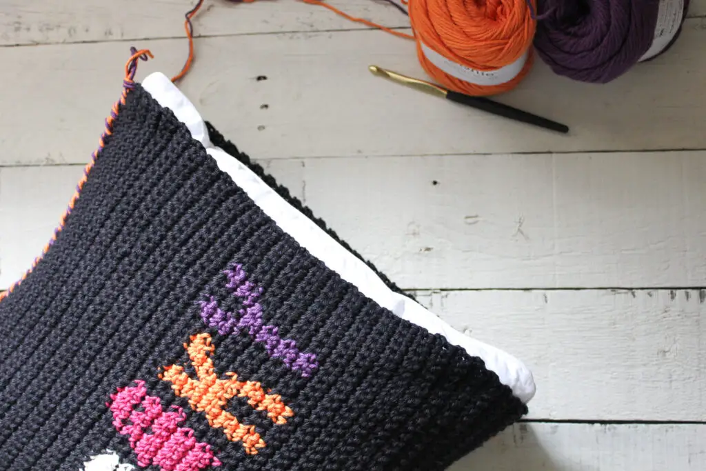 After seaming three sides, stuff and continue to seam.