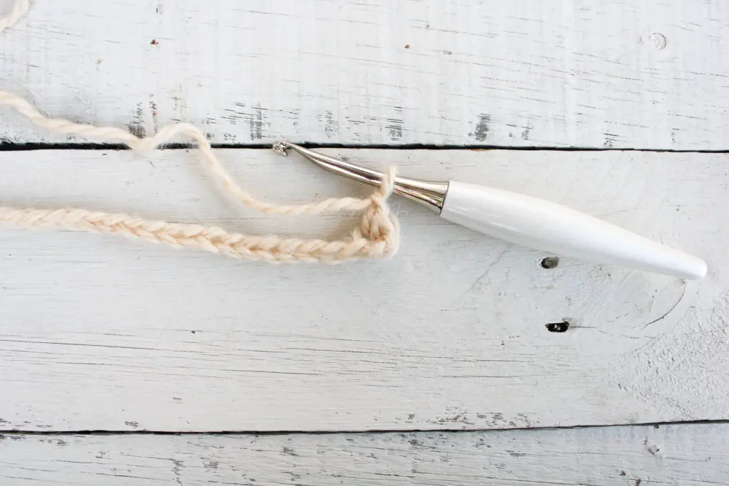 Mini Bean stitch in the 3rd chain from hook.