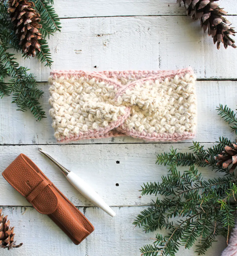 Cozy Bean Twisted Ear Warmer Free Crochet Pattern