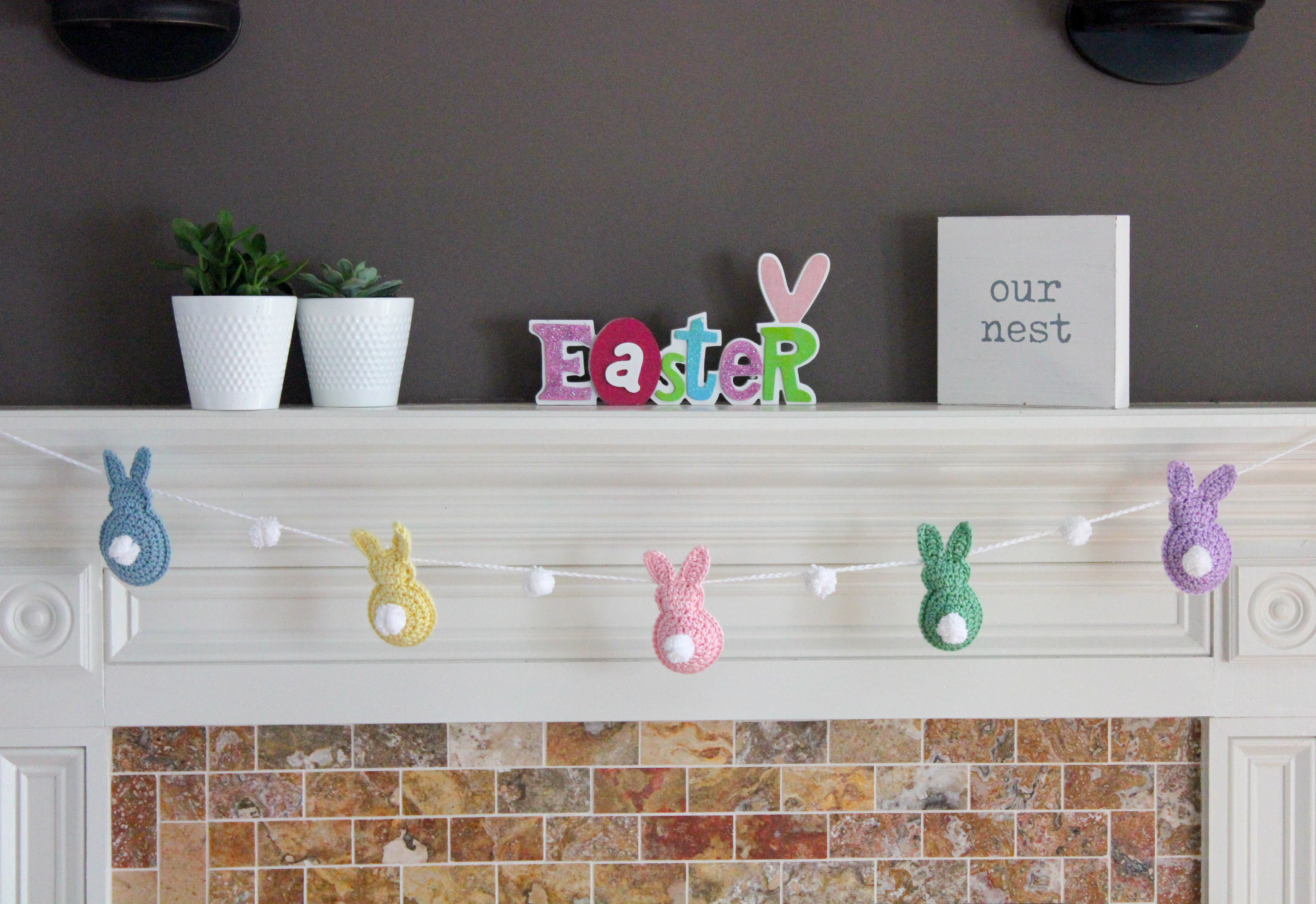 Easy Easter Bunny Crochet Garland
