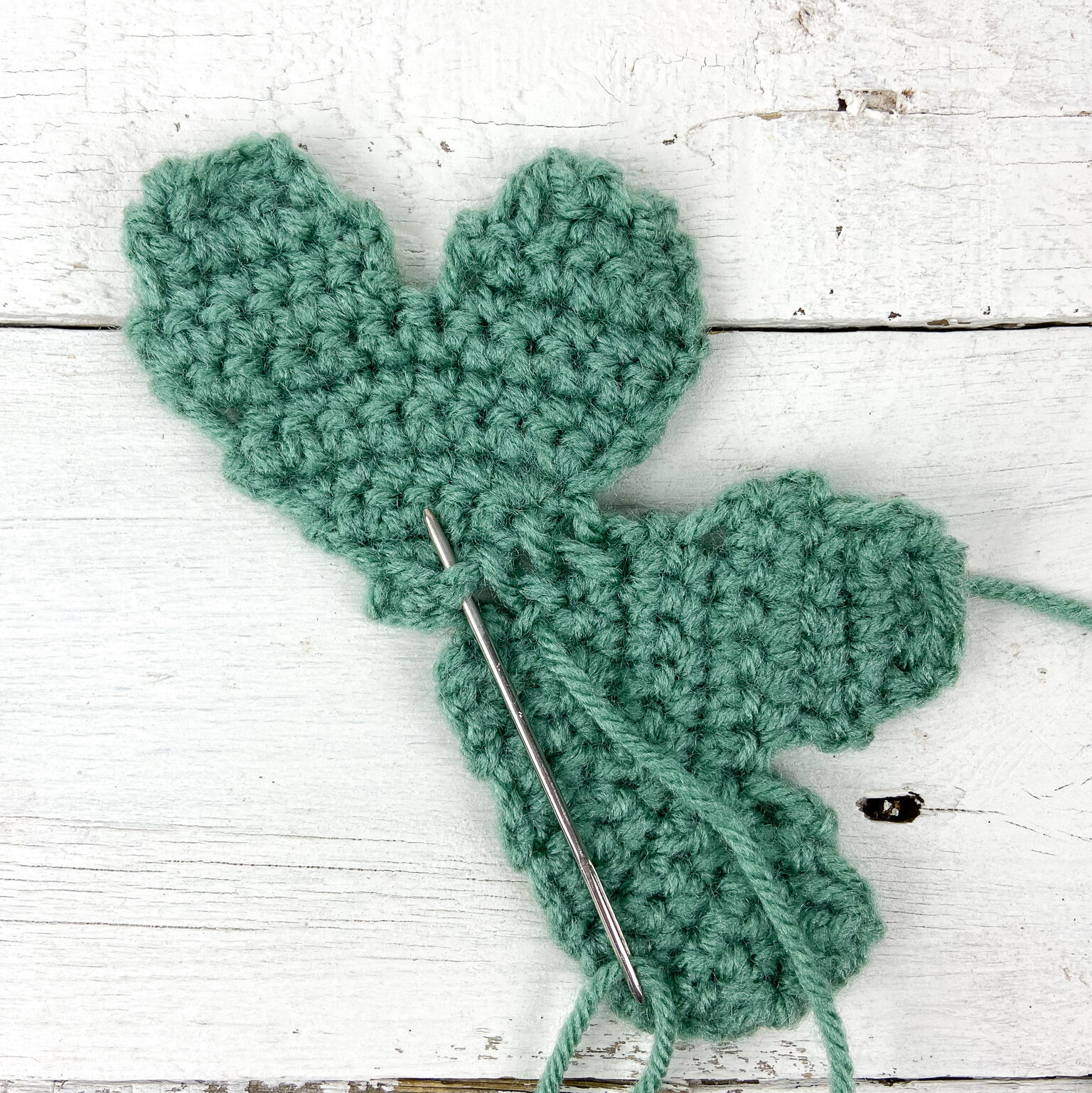 Sew the hearts together with a mattress stitch